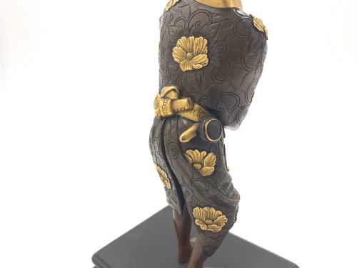 JAPANESE GILT BRONZE FIGURE HOLDING A CLOISONN URN MEIJI PERIOD - ADDITIONAL PHOTO 9