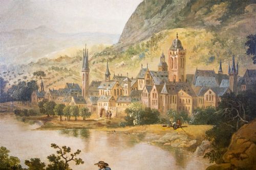 A CAPRICCIO RHINELAND LANDSCAPE LARGE OIL ON CANVAS ATTRIBUTED TO CHRISTIAN GEORG SCHUTZ 18TH19TH CENTURY - ADDITIONAL PHOTO 2