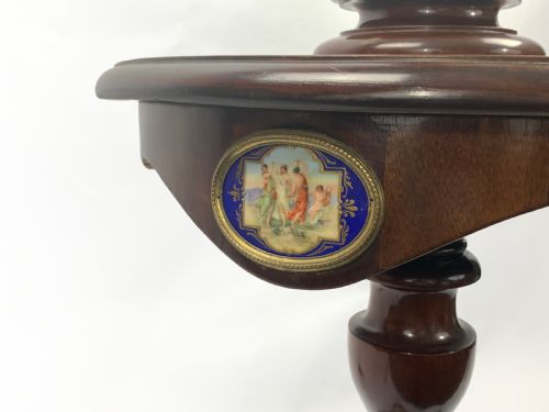 MAHOGANY LAMP STANDARD DECORATED WITH SEVRES STYLE PORCELAIN PLAQUES - ADDITIONAL PHOTO 3