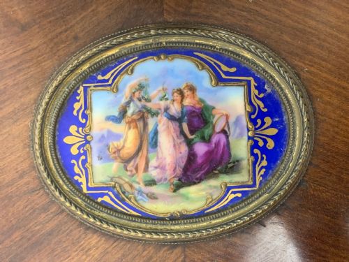 MAHOGANY LAMP STANDARD DECORATED WITH SEVRES STYLE PORCELAIN PLAQUES - ADDITIONAL PHOTO 7