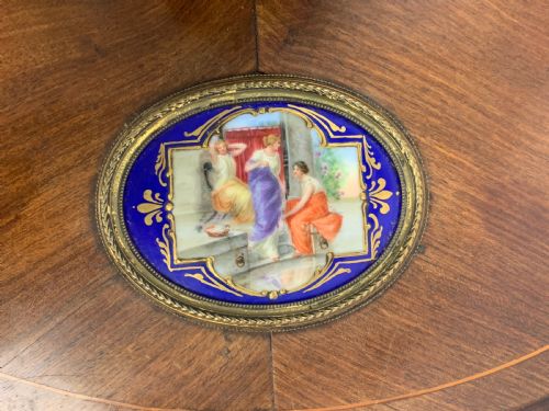 MAHOGANY LAMP STANDARD DECORATED WITH SEVRES STYLE PORCELAIN PLAQUES - ADDITIONAL PHOTO 8