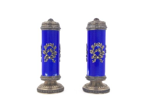 pair of faberg style peppers - CATEGORY: ANTIQUE SILVER - DATED 19TH CENTURY