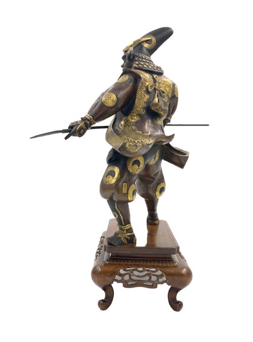 LARGE SIGNED JAPANESE PARCEL GILT BRONZE FIGURE MEIJI PERIOD - ADDITIONAL PHOTO 1