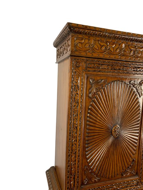 ANGLOINDIAN CARVED PADOUK LINEN PRESS - ADDITIONAL PHOTO 2