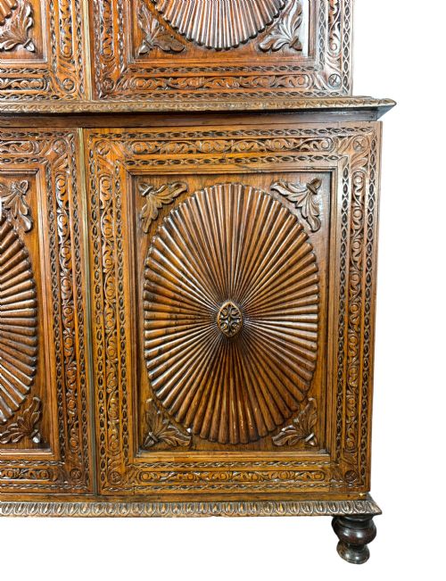 ANGLOINDIAN CARVED PADOUK LINEN PRESS - ADDITIONAL PHOTO 3