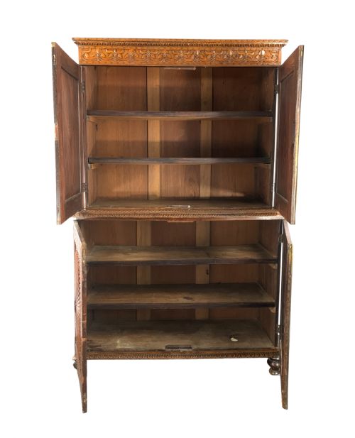 ANGLOINDIAN CARVED PADOUK LINEN PRESS - ADDITIONAL PHOTO 6