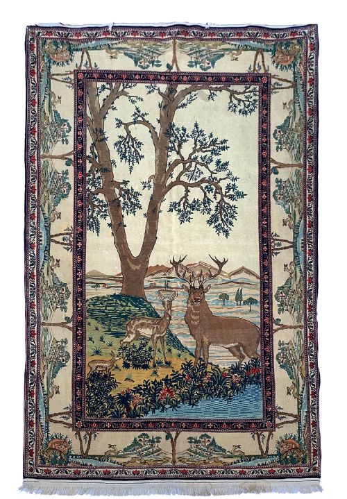 pictorial kashan rug central persia - CATEGORY: ANTIQUE RUGS - DATED 1920