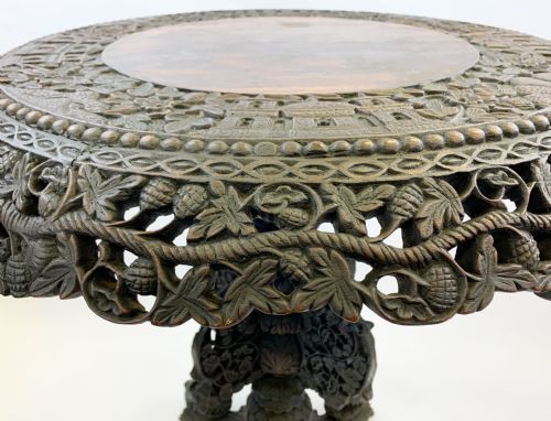 19TH CENTURY ANGLOINDIAN EXTENSIVELY CARVED ROSEWOOD CENTRE TABLE - ADDITIONAL PHOTO 2