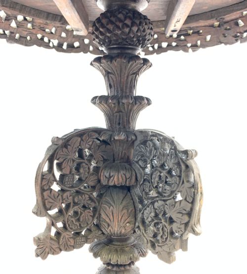 19TH CENTURY ANGLOINDIAN EXTENSIVELY CARVED ROSEWOOD CENTRE TABLE - ADDITIONAL PHOTO 4