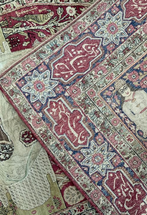 PICTORIAL KIRMAN RAVAR RUG NOOR ALI SHAH PERSIA CIRCA 1900 - ADDITIONAL PHOTO 5