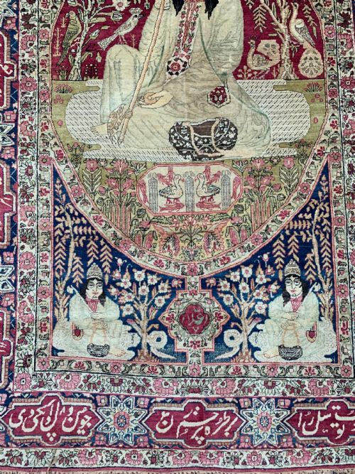 PICTORIAL KIRMAN RAVAR RUG NOOR ALI SHAH PERSIA CIRCA 1900 - ADDITIONAL PHOTO 6