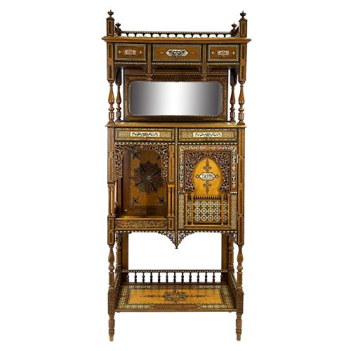 19th century spanish nasrid revival parquetry wood cabinet - CATEGORY: ANTIQUE CABINETS - DATED 19TH CENTURY