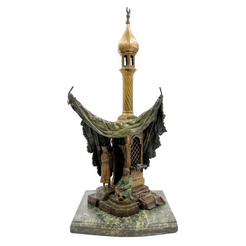 late 19th century austrian bergman cold painted bronze lamp - CATEGORY: ANTIQUE LIGHTING - DATED 19TH CENTURY