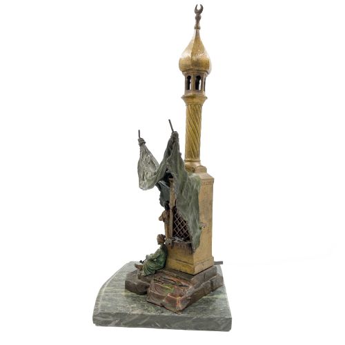 LATE 19TH CENTURY AUSTRIAN BERGMAN COLD PAINTED BRONZE LAMP - ADDITIONAL PHOTO 1