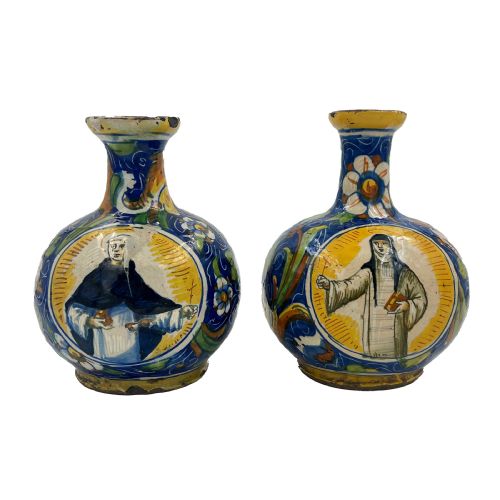 A PAIR OF MAIOLICA POLYCHROME VASES ITALY 18TH CENTURY - ADDITIONAL PHOTO 2