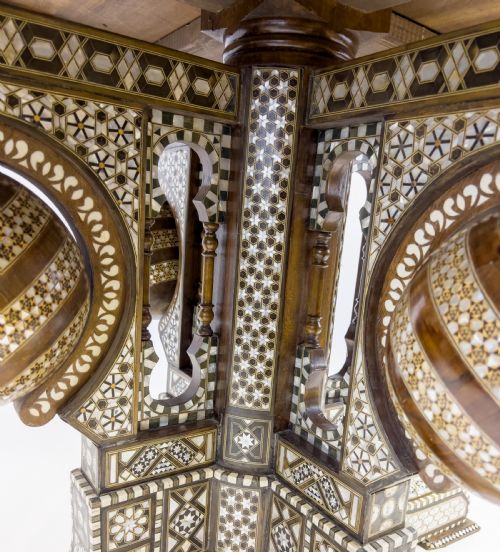 ALBERTO PINTO STYLE SYRIAN MOTHER OF PEARL AND BONE INLAID ROUND CENTREDINING TABLE - ADDITIONAL PHOTO 4