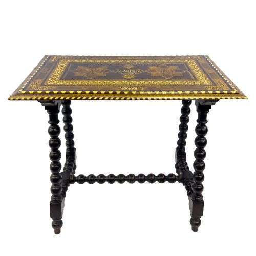 Designed by Casa Castelltort Alhambra Hispano-moresque Marquetry Wood Rectangular Table, Granada, Spain