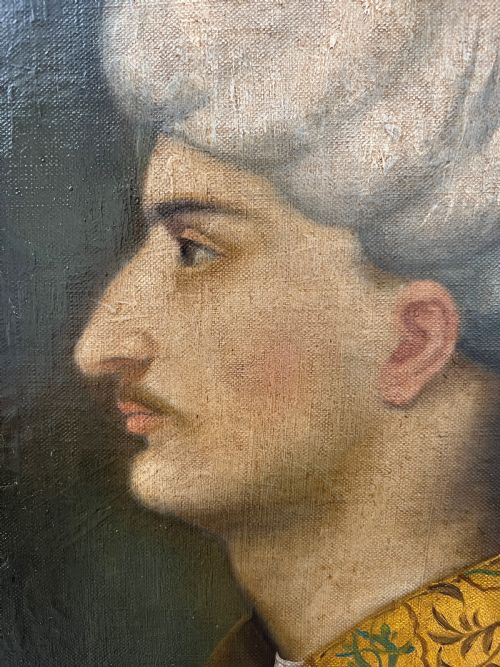 EXQUISITE 18TH CENTURY OIL ON CANVAS PORTRAIT OF SULEYMAN THE MAGNIFICENT - ADDITIONAL PHOTO 3