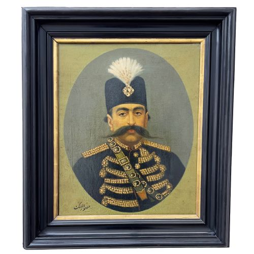 a portrait of muzaffar aldin shah qajar persia signed by the royal painter musawwir almulk - CATEGORY: ANTIQUE ART - DATED 19TH CENTURY