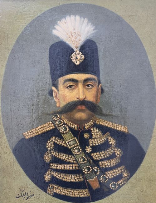 A PORTRAIT OF MUZAFFAR ALDIN SHAH QAJAR PERSIA SIGNED BY THE ROYAL PAINTER MUSAWWIR ALMULK - ADDITIONAL PHOTO 1