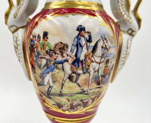 PAIR OF PORCELAIN EMPIRE STYLE VASES MARKED PARIS - ADDITIONAL PHOTO 7