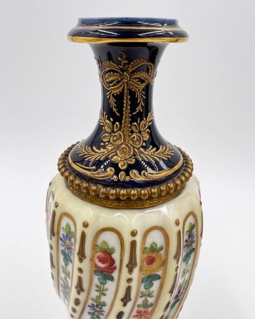 PAIR OF FRENCH SEVRES STYLE TWISTED BODY PORCELAIN GILT BRONZE VASES - ADDITIONAL PHOTO 5
