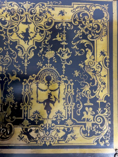 A 19TH CENTURY BRASS INLAID FRENCH BOULLE STYLE DESK - ADDITIONAL PHOTO 5