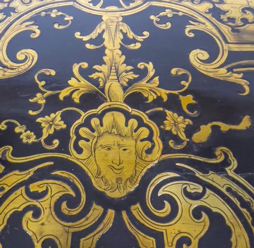 A 19TH CENTURY BRASS INLAID FRENCH BOULLE STYLE DESK - ADDITIONAL PHOTO 9