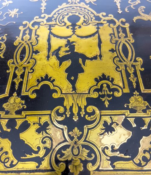 A 19TH CENTURY BRASS INLAID FRENCH BOULLE STYLE DESK - ADDITIONAL PHOTO 11