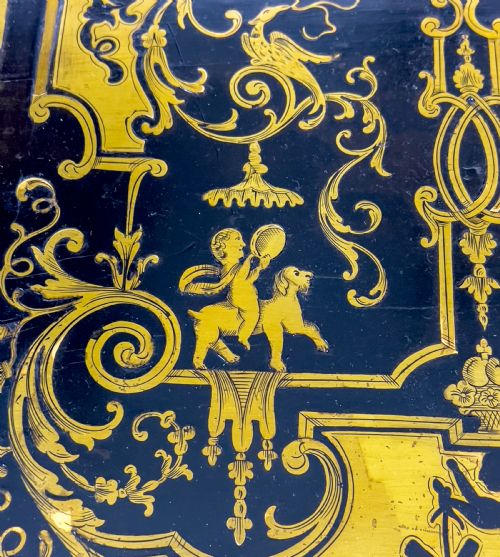 A 19TH CENTURY BRASS INLAID FRENCH BOULLE STYLE DESK - ADDITIONAL PHOTO 12