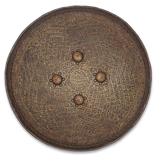a goldkoftgari steel shield dhal rajasthan north india19th century - CATEGORY: ANTIQUE METAL - DATED 19TH CENTURY