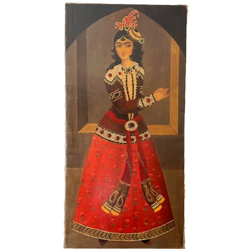 a qajar dancing girl painting - CATEGORY: ANTIQUE ART - DATED 1900