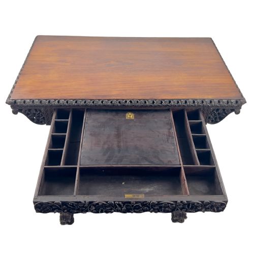 A FINE 19TH CENTURY CARVED ANGLOINDIAN WORK TABLE - ADDITIONAL PHOTO 2