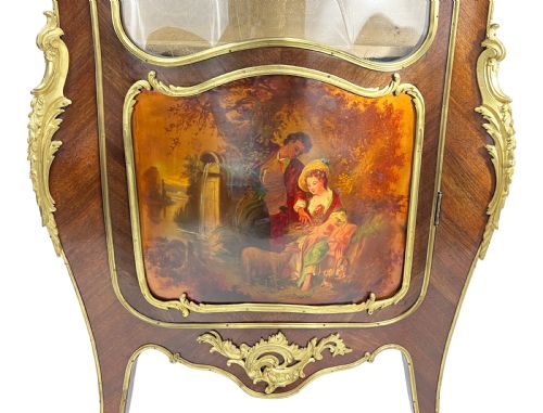 FRENCH ORMOLU MOUNTED AND PAINTED PANEL VITRINE DISPLAY CABINET - ADDITIONAL PHOTO 6