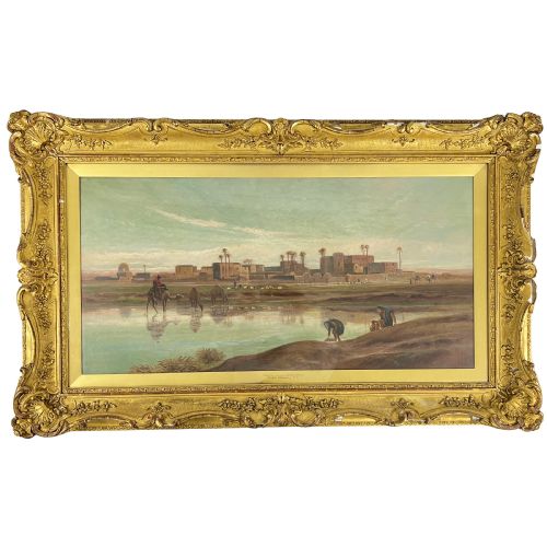 ON THE BANKS OF THE NILE LARGE OIL ON CANVAS BY FREDERICK GOODALL RA - ADDITIONAL PHOTO 1