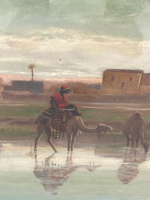 ON THE BANKS OF THE NILE LARGE OIL ON CANVAS BY FREDERICK GOODALL RA - ADDITIONAL PHOTO 2