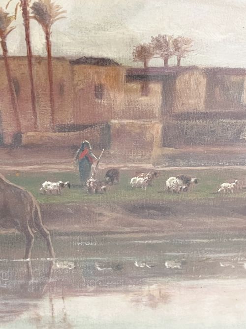 ON THE BANKS OF THE NILE LARGE OIL ON CANVAS BY FREDERICK GOODALL RA - ADDITIONAL PHOTO 3