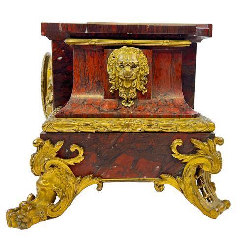LATE 19TH CENTURY GRIOTTE MARBLE MANTEL CLOCK BY FERDINAND BARBEDIENNE - ADDITIONAL PHOTO 2