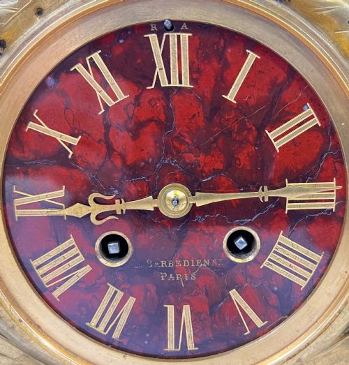 LATE 19TH CENTURY GRIOTTE MARBLE MANTEL CLOCK BY FERDINAND BARBEDIENNE - ADDITIONAL PHOTO 4