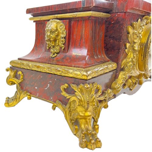 LATE 19TH CENTURY GRIOTTE MARBLE MANTEL CLOCK BY FERDINAND BARBEDIENNE - ADDITIONAL PHOTO 6
