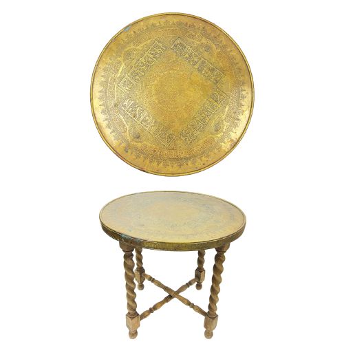 A FINE MAMLUK REVIVAL BRASS CENTRE TABLE LATE 19TH CENTURY - ADDITIONAL PHOTO 1