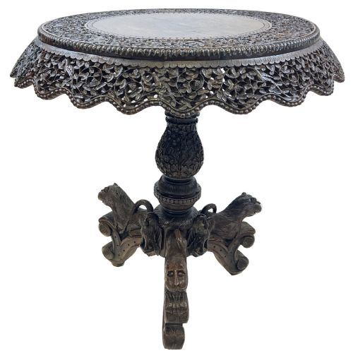 19th century extensively carved angloindian centre table - CATEGORY: ANTIQUE TABLES - DATED 19TH CENTURY