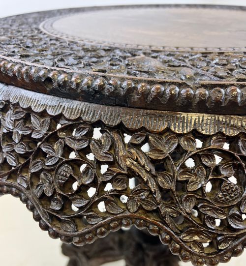 19TH CENTURY EXTENSIVELY CARVED ANGLOINDIAN CENTRE TABLE - ADDITIONAL PHOTO 6