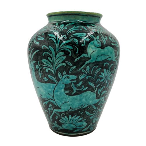 19TH CENTURY TURQUOISE GLAZED QAJAR POTTERY VASE - ADDITIONAL PHOTO 1