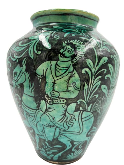19TH CENTURY TURQUOISE GLAZED QAJAR POTTERY VASE - ADDITIONAL PHOTO 4