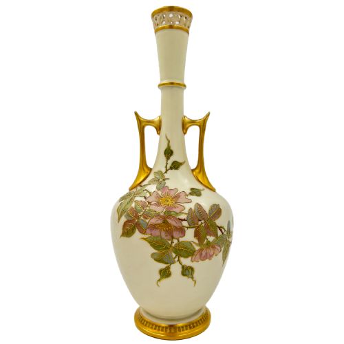 A FINE SET OF THREE PORCELAIN ROYAL WORCESTER VASES - ADDITIONAL PHOTO 6