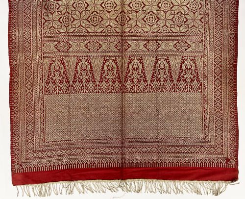 LONG SILK AND METAL THREAD TEXTILE INDIA 19TH CENTURY - ADDITIONAL PHOTO 1