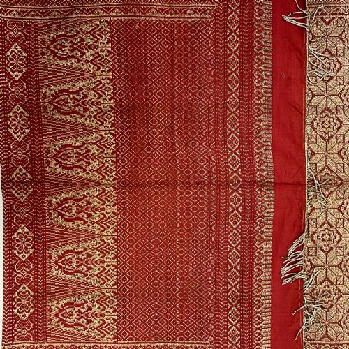LONG SILK AND METAL THREAD TEXTILE INDIA 19TH CENTURY - ADDITIONAL PHOTO 4