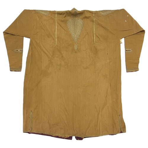 ANTIQUE WOOL AND METAL THREAD QAJAR DYNASTY LONG JACKET ABAYA - ADDITIONAL PHOTO 2