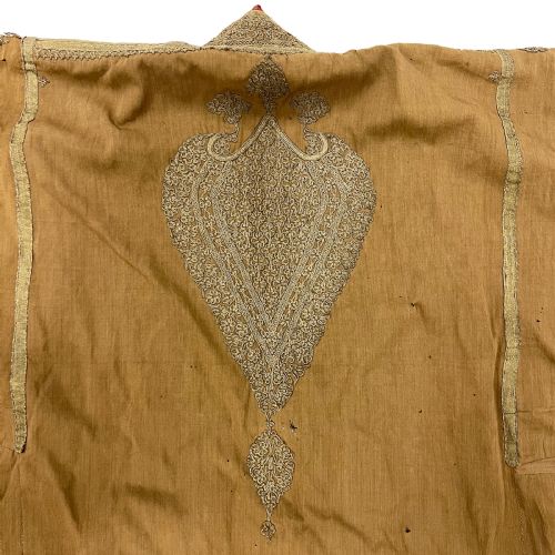 ANTIQUE WOOL AND METAL THREAD QAJAR DYNASTY LONG JACKET ABAYA - ADDITIONAL PHOTO 6